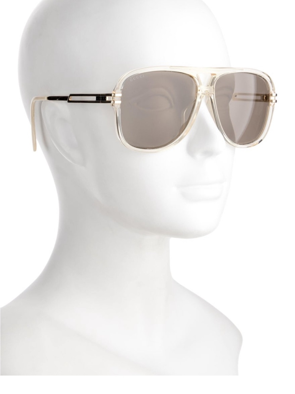 Gucci Clear Frame Sunglasses with Brown Tint